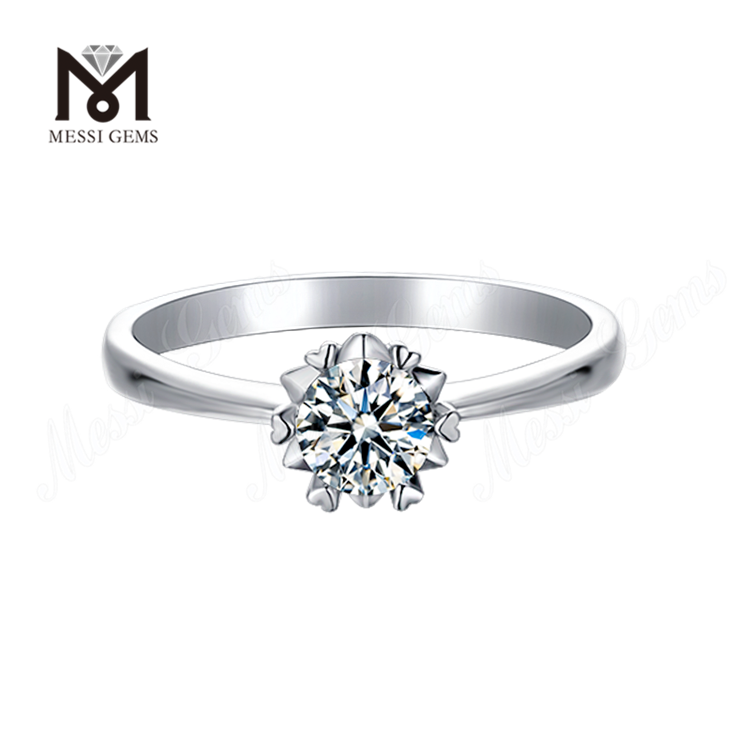 Messi Gems anello singolo in argento sterling 925 con diamante moissanite da 1 carato