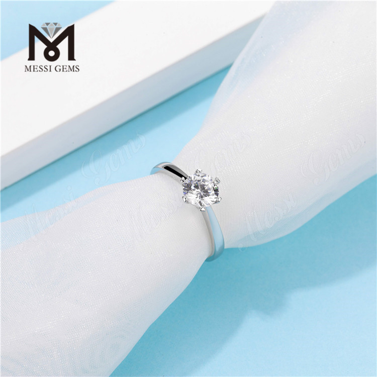 Messi Gems all\'ingrosso 1 carato DEF moissanite diamante matrimonio delicato anello in argento sterling 925