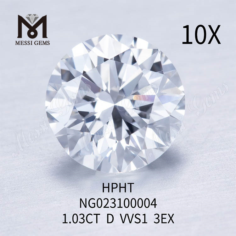 D Colore bianco rotondo Pietra Lab Grown Diamond 1.03ct VVS1 EX Cut