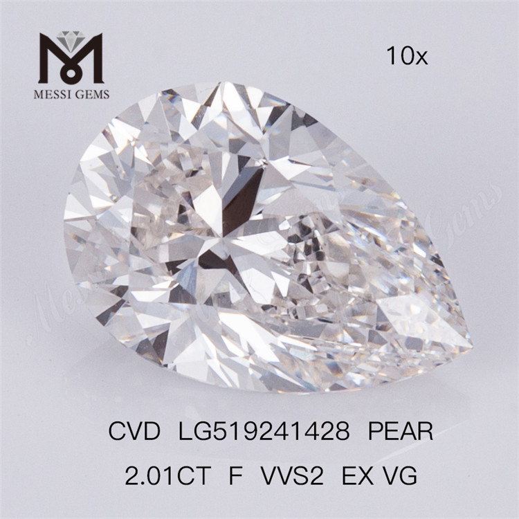 2.01CT F VVS2 EX VG CVD Pera Lab Diamanti