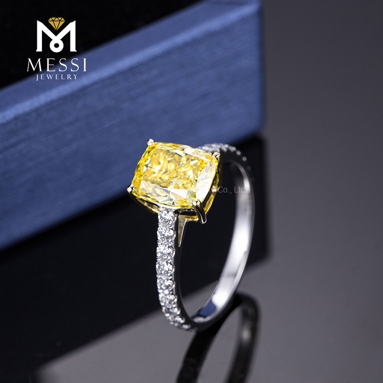 Anello in oro giallo da 2 carati con diamante da 2 carati personalizzato AU750 sciolto da 2,15 ct
