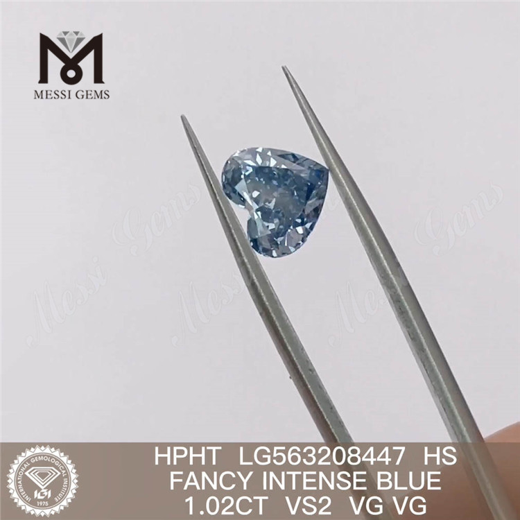 1.02CT HS FANCY INTENSE BLUE VS2 VG VG diamante coltivato in laboratorio HPHT LG563208447