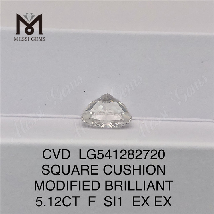 5.12CT F SI1 EX EX MODIFIED Brillante diamante taglio cuscino coltivato in laboratorio