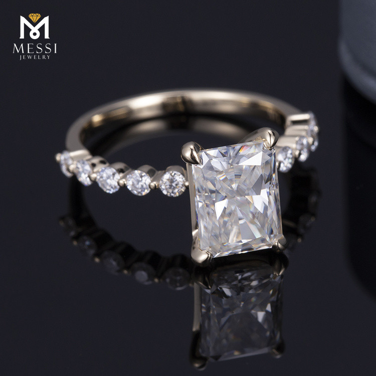 6 * 8mm DEF moissanite 18k anello nuziale in oro bianco personalizzato anello moissanite di fidanzamento