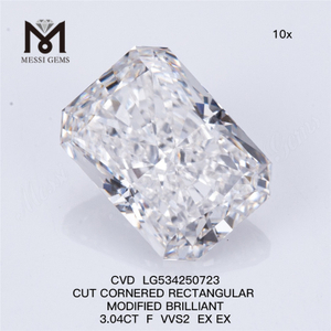 3.04CT RETTANGOLARE taglio F VVS2 EX EX diamanti artificiali di alta qualità CVD LG534250723 