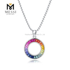 Gioielli di moda Collana con diamanti coltivati ​​in laboratorio con cerchio vuoto arcobaleno per donna