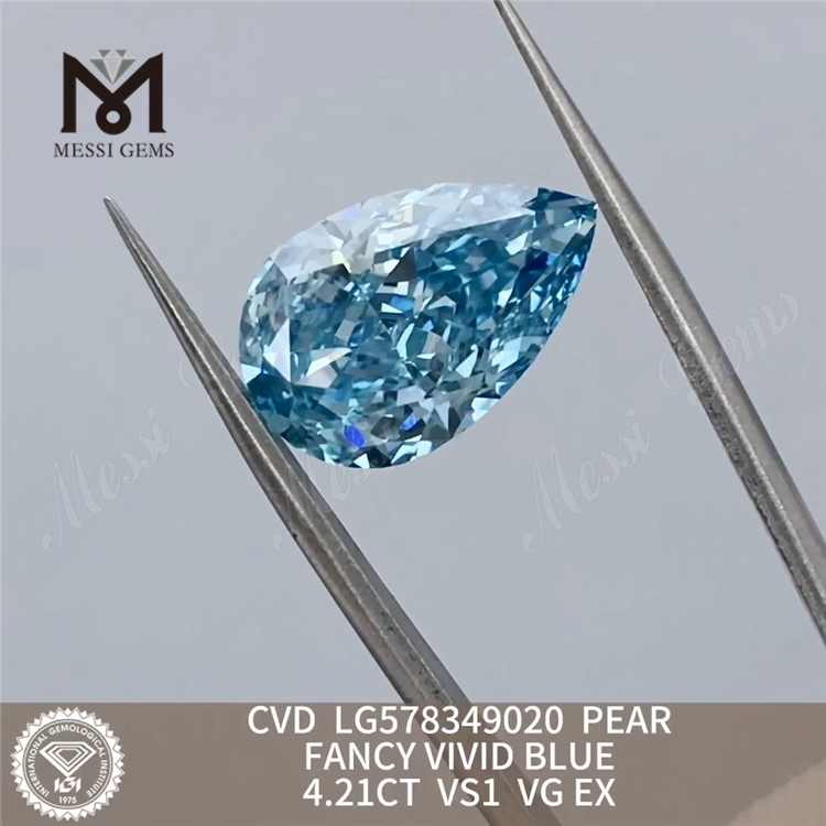 4.21CT VS1 VG EX PEAR FANCY VIVID BLUE diamanti realizzati in laboratorio a buon mercato CVD LG578349020