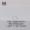 1.16CT Taglio RETTANGOLARE F VS1 EX EX Certificato CVD Lab Grown Diamond IGI
