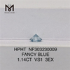 1.14CT VS1 3EX FANCY BLUE diamante da laboratorio rotondo sciolto HPHT NF303230009