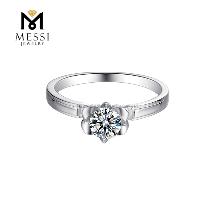 Classico micro intarsi in oro placcato argento 925 1 carato DEF Moissanite Diamond Jewellery Ring per fidanzamento
