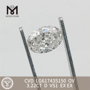 3.22CT D VS1 diamanti ovali creati dall'uomo IGI丨Messigems CVD LG617435150