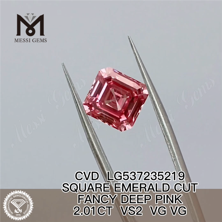 Diamanti da laboratorio all\'ingrosso da 2,01 ct rosa VS2 VG VG CVD TAGLIO SMERALDO QUADRATO FANCY DEEP CVD LG537235219