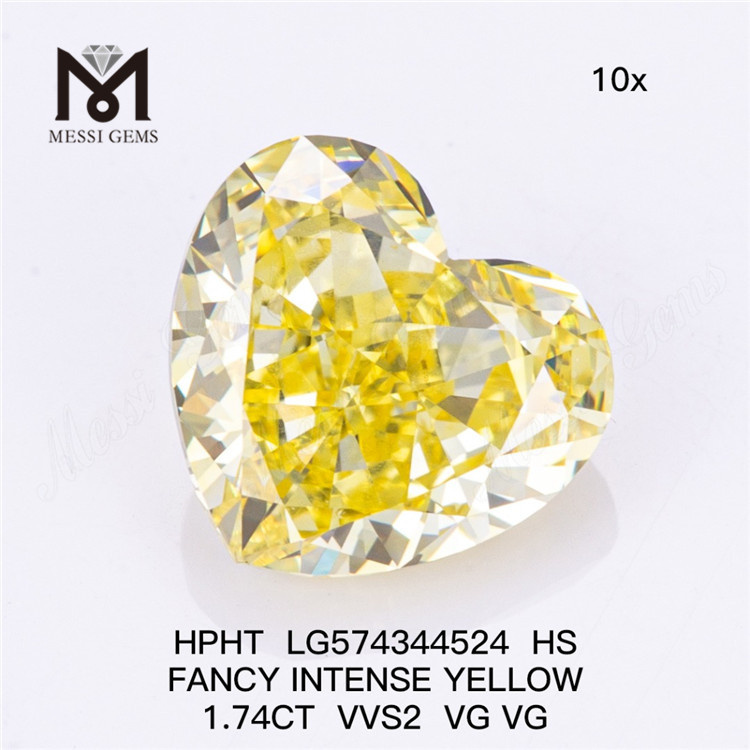 1.74CT VVS2 VG VG HS FANCY INTENSE YELLOW Diamante giallo fantasia HPHT LG574344524
