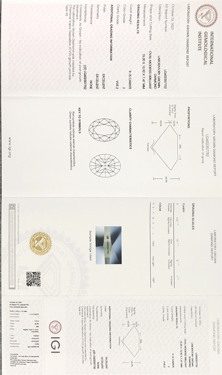 Diamante sintetico CVD da 9ct