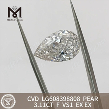 3.11CT F VS1 PEAR Cvd Diamante sciolto Eleganza sostenibile per designer丨Messigems CVD LG608398808