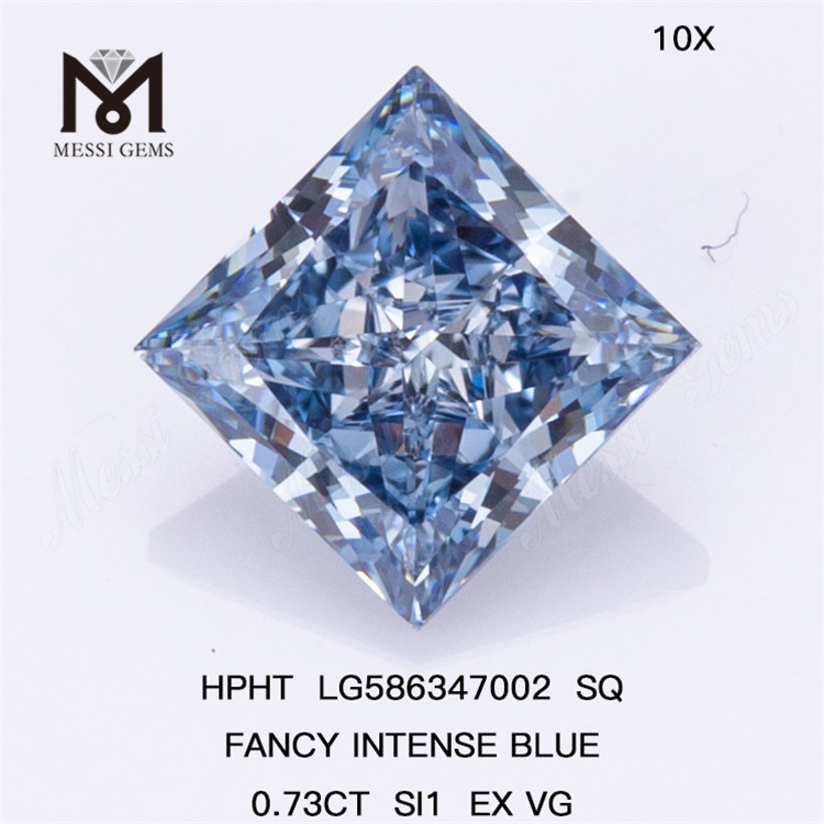 0,73CT SI1 EX VG SQ HPHT Fancy blu intenso HPHT diamante LG586347002