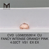 4.02CT VS1 EX EX CU FANCY INTENSE ORANGY Diamanti rosa CVD in vendita LG582352614