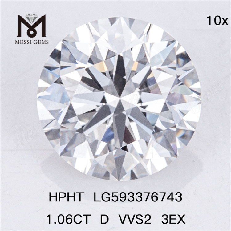 1.06CT D VVS2 3EX diamanti hthp HPHT LG593376743