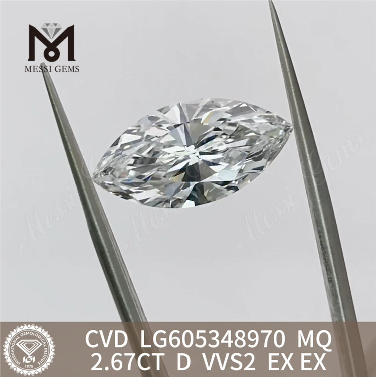 2.67CT D VVS2 Diamanti certificati IGI mq Lusso Sostenibile丨Messigems LG605348970