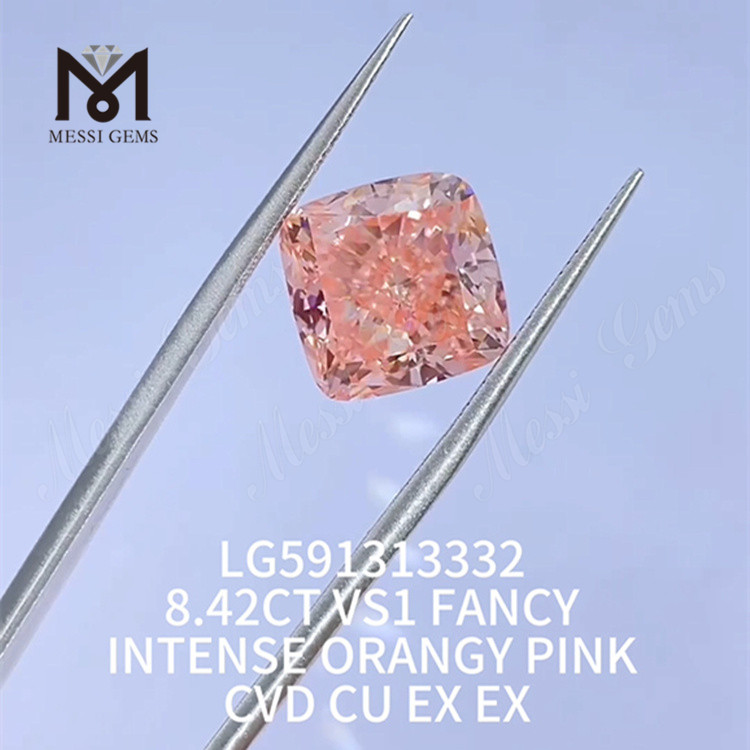 8.42CT VS1 FANCY INTENSE ORANGY ROSA CVD CU EX EX Diamanti rosa realizzati in laboratorio