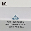 4.02CT Rotondo VS2 FANCY INTENSE BLUE Diamanti sintetici online丨Messigems CVD LG617411216 