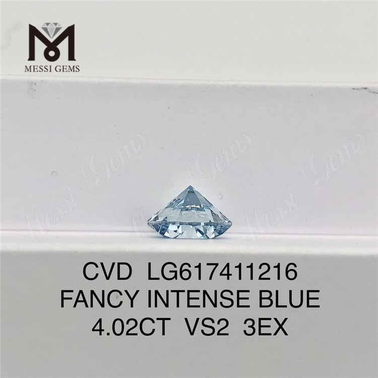 4.02CT Rotondo VS2 FANCY INTENSE BLUE Diamanti sintetici online丨Messigems CVD LG617411216 