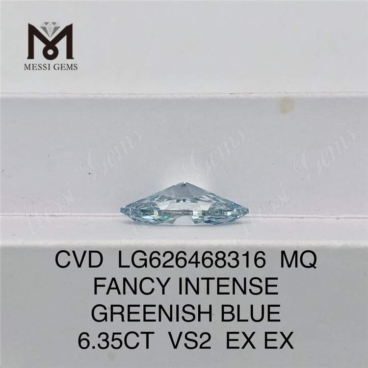 Diamanti blu coltivati ​​FANCY INTENSE VERDASTRO da 6,35 CT MQ CVD LG626468316丨Messigems